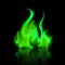 Green Magic Fire Flame Bonfire Isolated on Background