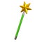 Green magic star wand 3d illustration