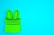 Green Magician hat and rabbit ears icon isolated on blue background. Magic trick. Mystery entertainment concept