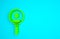 Green Magnifying glass for search a people icon isolated on blue background. Recruitment or selection. Search for