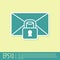 Green Mail message lock password icon isolated on yellow background. Envelope with padlock. Private, security, secure
