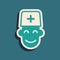Green Male doctor icon isolated on green background. Long shadow style. Vector