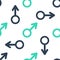 Green Male gender symbol icon isolated seamless pattern on white background. Vector