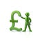 Green man holding pound sterling symbol