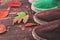 Green man suede boots espadrilles on wooden background