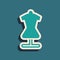 Green Mannequin icon isolated on green background. Tailor dummy. Long shadow style. Vector