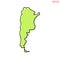 Green Map of Argentina with Outline Vector Design Template. Editable Stroke