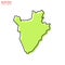 Green Map of Burundi with Outline Vector Design Template. Editable Stroke