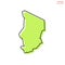 Green Map of Chad with Outline Vector Design Template. Editable Stroke