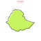 Green Map of Ethiopia with Outline Vector Design Template. Editable Stroke