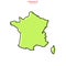 Green Map of France with Outline Vector Design Template. Editable Stroke