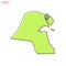 Green Map of Kuwait with Outline Vector Design Template. Editable Stroke