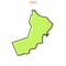 Green Map of Oman with Outline Vector Design Template. Editable Stroke