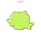 Green Map of Romania with Outline Vector Design Template. Editable Stroke