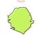 Green Map of Sierra Leone with Outline Vector Design Template. Editable Stroke