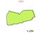 Green Map of Yemen with Outline Vector Design Template. Editable Stroke
