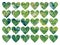 Green marble hearts. Artistic heart-shaped paint spots isolated on white background. Element for Valentine\\\'s Day design