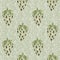 Green marl strawberry vintage seamless pattern. Cottagecore linen retro summer fruit wallpaper. Whimsical sweet healthy