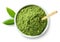 Green matcha tea powder