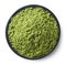 Green matcha tea powder