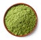 Green matcha tea powder