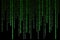 Green matrix background of binary numbers. Matrix of computer data. Vertical digital binary code moves down