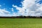 Green meadow with cloudscape