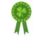 Green medal with clover, icon flat style. St. Patrick`s Day symbol. Isolated on white