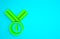 Green Medal golf icon isolated on blue background. Winner achievement sign. Award medal. Minimalism concept. 3d