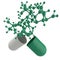 Green medical capsule and molecule structure