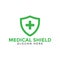 Green medical cross shield logo icon design template