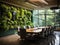 Green meeting room with vertical gardens