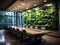 Green meeting room with vertical gardens