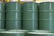 Green metal barrels