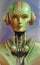 Green metallic female humanoid AI sci-fi