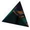 Green metallic pyramid shaped solid geometry Abstract, dramatic, passionate, luxurious and exclusive isolated 3D rendering graphic