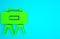 Green Military mine icon isolated on blue background. Claymore mine explosive device. Anti personnel mine. Army