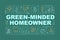 Green minded homeowning word concepts dark green banner