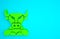 Green Minotaur icon isolated on blue background. Mythical greek powerful creature the half human bull legendary minotaur