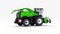 Green modern combine on a white background. 3d rendering.