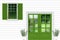 Green modren front door with window, facade house entrance