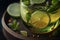 Green mojito cocktail. Illustration Generative AI