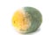 Green moldy lemon citrus fruit isolated. Damaged food.