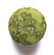 Green moldy macaroon on a white background