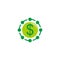 Green money dollar circle motion arrows finance symbol vector