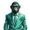 Green Monkey In A Man Suit: Hyper-realistic Animal Illustration