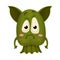 Green Monster with Big Ears Expressing Sadness Vector Illustration