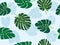 Green monstera leaf vector tropical theme seamless pattern
