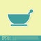 Green Mortar and pestle icon isolated on yellow background. Vector Illustration