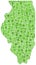 Green mosaic map of Illinois